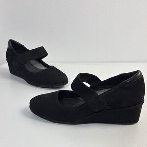 Nurture by Lamaze Black Suede Leather Mary Jane Wedge Shoes 9‎ Career Minimalist